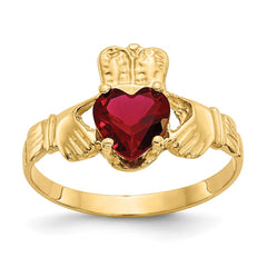 14k January CZ Birthstone Claddagh Ring