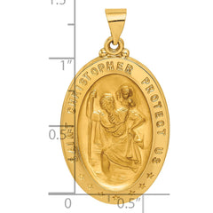 14k Saint Christopher Medal Hollow Pendant - 2