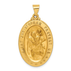 14k Saint Christopher Medal Hollow Pendant - 2