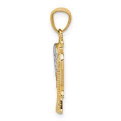 14k w/Rhodium Angel Pendant - 3