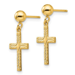 14k Polished & Textured Cross Earrings - 2