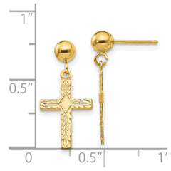 14k Polished & Textured Cross Earrings - 2
