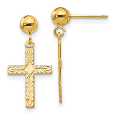 14k Polished & Textured Cross Earrings - 2