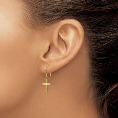14k Polished & Satin Cross Earrings - 2