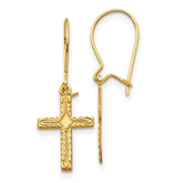14k Polished & Satin Cross Earrings - 2