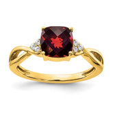 14k Checkerboard Garnet and Diamond Ring