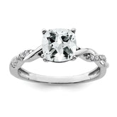 Sterling Silver Rhodium-plated White Topaz and Diamond Ring - 5