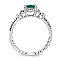 Sterling Silver Rhodium-plated Created Alexandrite and Diamond Ring - 13