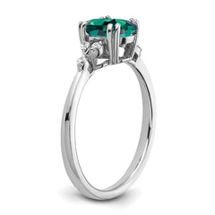 Sterling Silver Rhodium-plated Created Alexandrite and Diamond Ring - 13