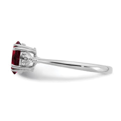 Sterling Silver Rhodium-plated Garnet and Diamond Ring - 19