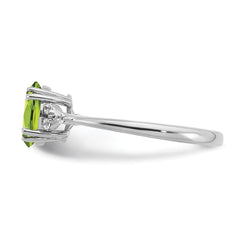 Sterling Silver Rhodium-plated Peridot and Diamond Ring - 17