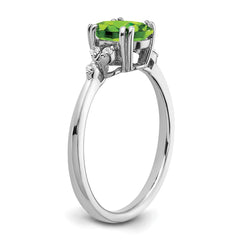 Sterling Silver Rhodium-plated Peridot and Diamond Ring - 17
