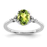 Sterling Silver Rhodium-plated Peridot and Diamond Ring - 5