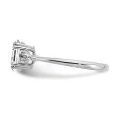 Sterling Silver Rhodium-plated White Topaz and Diamond Ring - 18