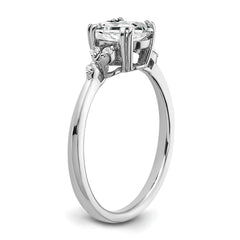 Sterling Silver Rhodium-plated White Topaz and Diamond Ring - 6