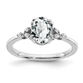 Sterling Silver Rhodium-plated White Topaz and Diamond Ring - 18