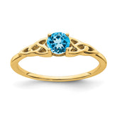 14K Blue Topaz Celtic Knot Ring
