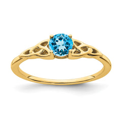 14K Blue Topaz Celtic Knot Ring