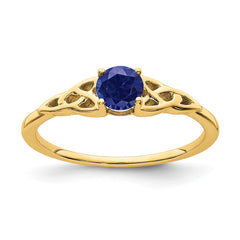 14K Created Sapphire Celtic Knot Ring