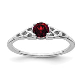 14K White Gold Garnet Celtic Knot Ring