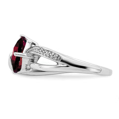 Sterling Silver Rhodium-plated Amethyst and Diamond Ring - 19