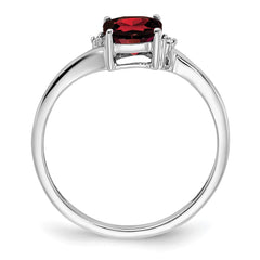 Sterling Silver Rhodium-plated Amethyst and Diamond Ring - 23