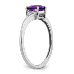 Sterling Silver Rhodium-plated Amethyst and Diamond Ring - 23