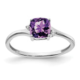Sterling Silver Rhodium-plated Amethyst and Diamond Ring - 20