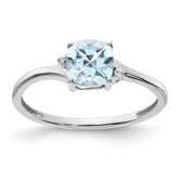 Sterling Silver Rhodium-plated Aquamarine and Diamond Ring - 7