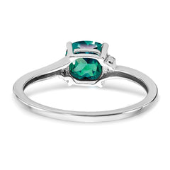 Sterling Silver Rhodium-plated Created Alexandrite and Diamond Ring - 20