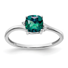 Sterling Silver Rhodium-plated Created Alexandrite and Diamond Ring - 20