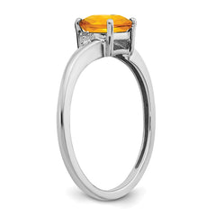 Sterling Silver Rhodium-plated Citrine and Diamond Ring - 9
