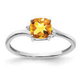 Sterling Silver Rhodium-plated Citrine and Diamond Ring - 24