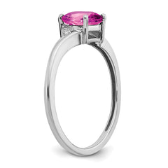 Sterling Silver Rhodium-plated Created Pink Sapphire and Diamond Ring - 13