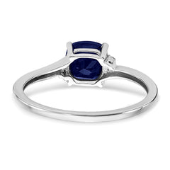 Sterling Silver Rhodium-plated Created Sapphire and Diamond Ring - 22