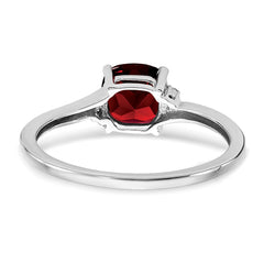 Sterling Silver Rhodium-plated Garnet and Diamond Ring - 12