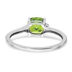 Sterling Silver Rhodium-plated Peridot and Diamond Ring - 4