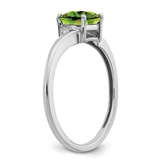Sterling Silver Rhodium-plated Peridot and Diamond Ring - 4