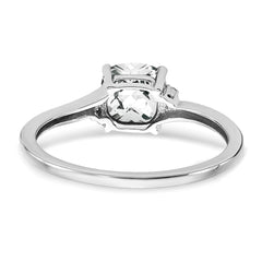 Sterling Silver Rhodium-plated White Topaz and Diamond Ring - 4