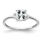 Sterling Silver Rhodium-plated White Topaz and Diamond Ring - 4