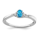 14k White Gold Blue Topaz and Diamond Ring - 3
