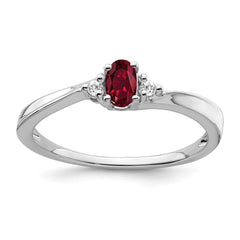 14k White Gold Created Ruby and Diamond Ring