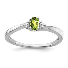14k White Gold Peridot and Diamond Ring - 3