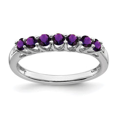 Sterling Silver Rhodium-plated Amethyst and Diamond Ring - 24