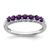 14k White Gold Amethyst and Diamond 7-stone Ring