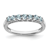 Sterling Silver Rhodium-plated Aquamarine and Diamond Ring - 4