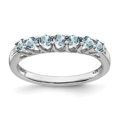 Sterling Silver Rhodium-plated Aquamarine and Diamond Ring - 24