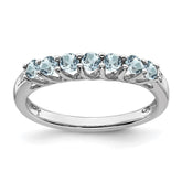 14k White Gold Aquamarine and Diamond 7-stone Ring