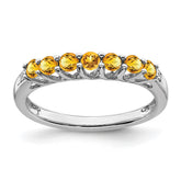 Sterling Silver Rhodium-plated Citrine and Diamond Ring - 10