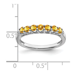 14k White Gold Citrine and Diamond 7-stone Ring